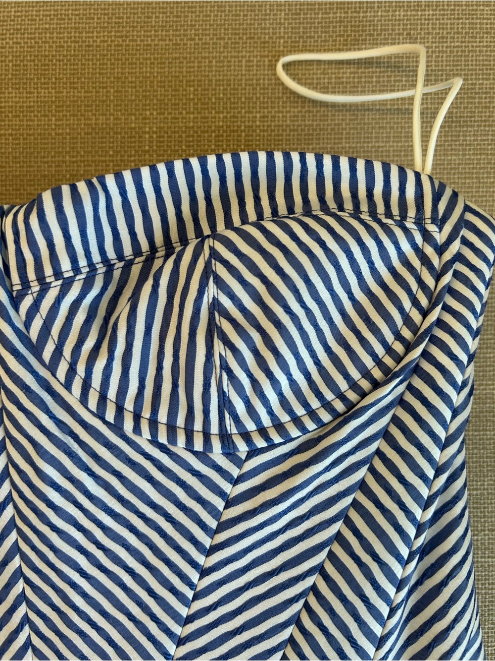 Alexis Blue and White Striped Strapless Midi Dress - Picture 6 of 10